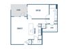 One bedroom one bathroom floorplan image at Jada Legacy Central Apartments in Plano, TX